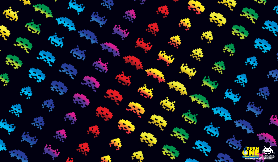 Turn One Space Invaders Rainbow Attack Playmat